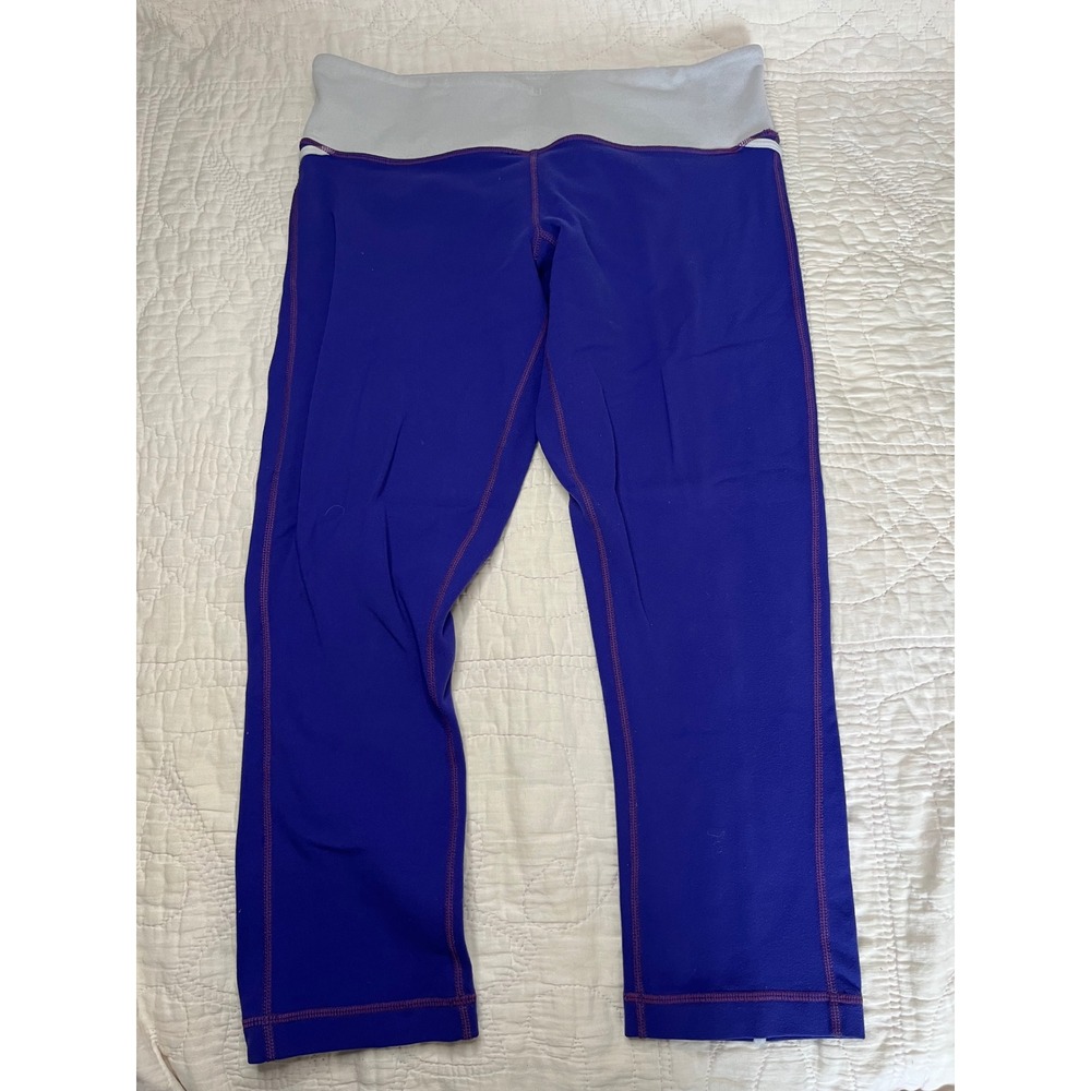 Lululemon Wunder Under Crop Leggings Purple Gray Waistband Size 8 20in Inseam